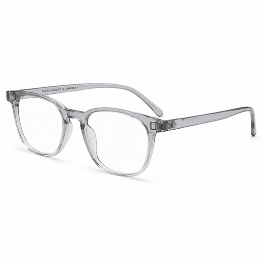 Daira Arvo™ premium optical frame in Crystal Graphite Fade shown at a 45-degree left angle.