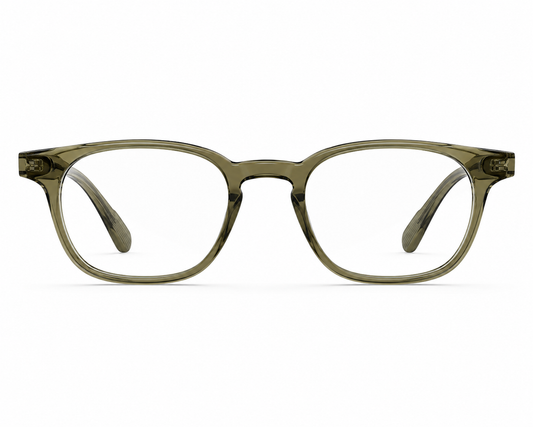 Almasi Kael™ premium optical frame in Olive Mist with lightweight β-Ultem construction, front view from the Founder's 12 | Chapter 1 collection by Siri Eyewear.