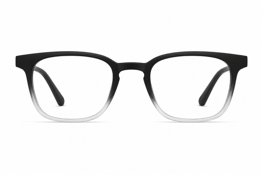Almasi Nera™ premium optical frame in Crystal Smoke Fade front view by Siri Eyewear.
