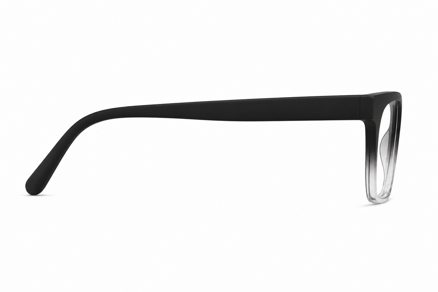 Right profile of the Almasi Nera™ premium optical frame in Crystal Smoke Fade.