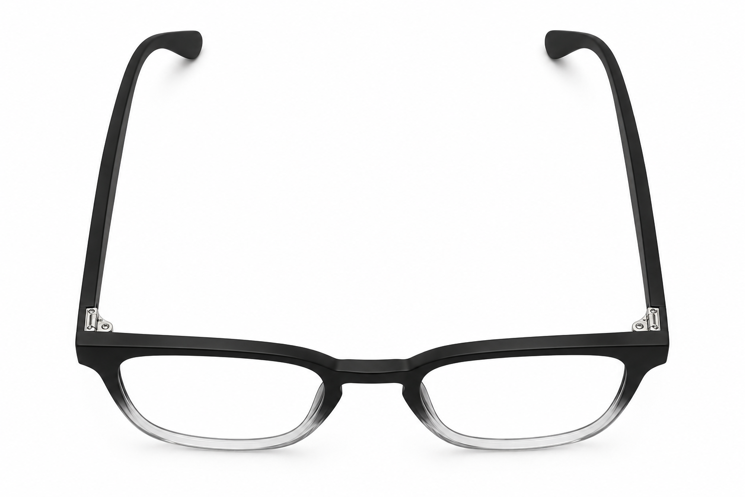 Top view of the Almasi Nera™ premium optical frame in Crystal Smoke Fade.