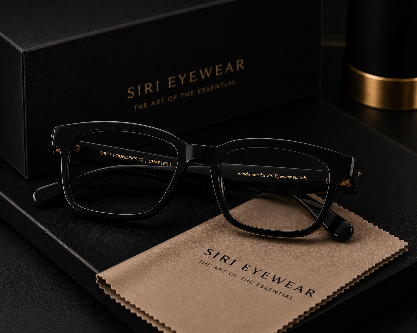 Almasi Vela premium optical frame styled in a luxury editorial setting.
