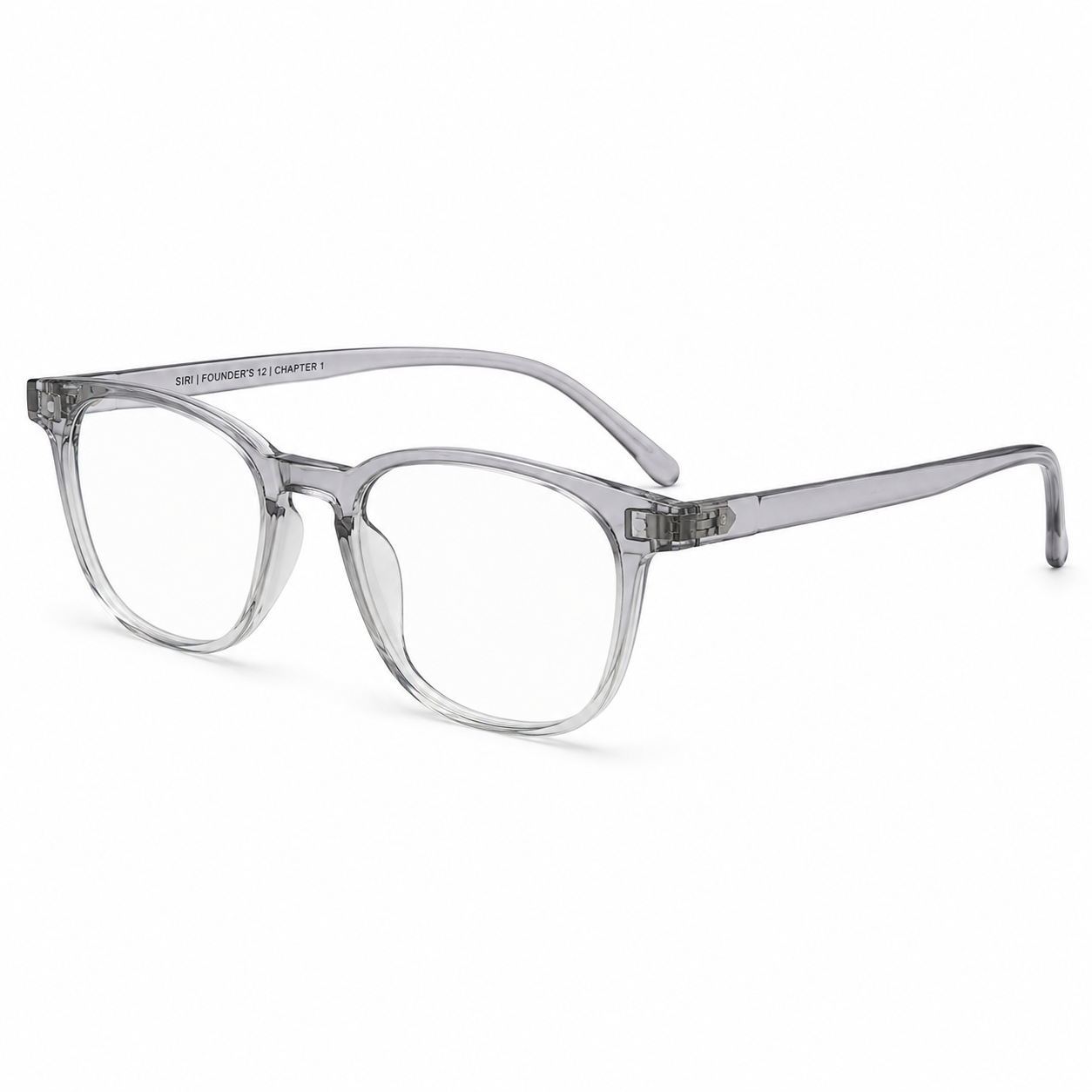 Daira Arvo™ premium optical frame in Crystal Graphite Fade shown at a 45-degree left angle.