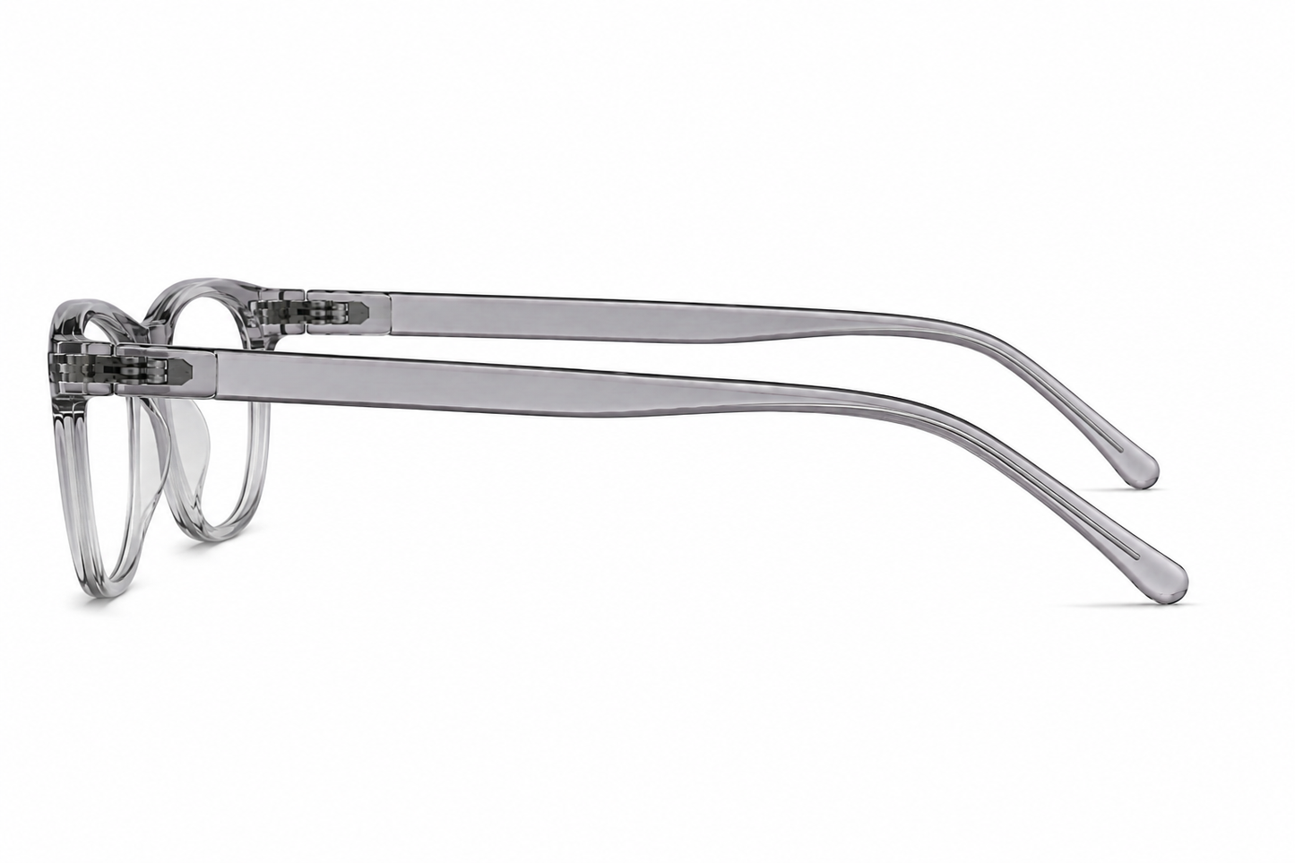 Left profile of the Daira Arvo™ premium optical frame in Crystal Graphite Fade.