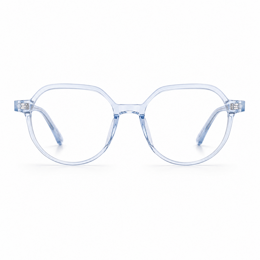Daira Ciro™ premium optical frame in Ice Blue Crystal front view by Siri Eyewear.