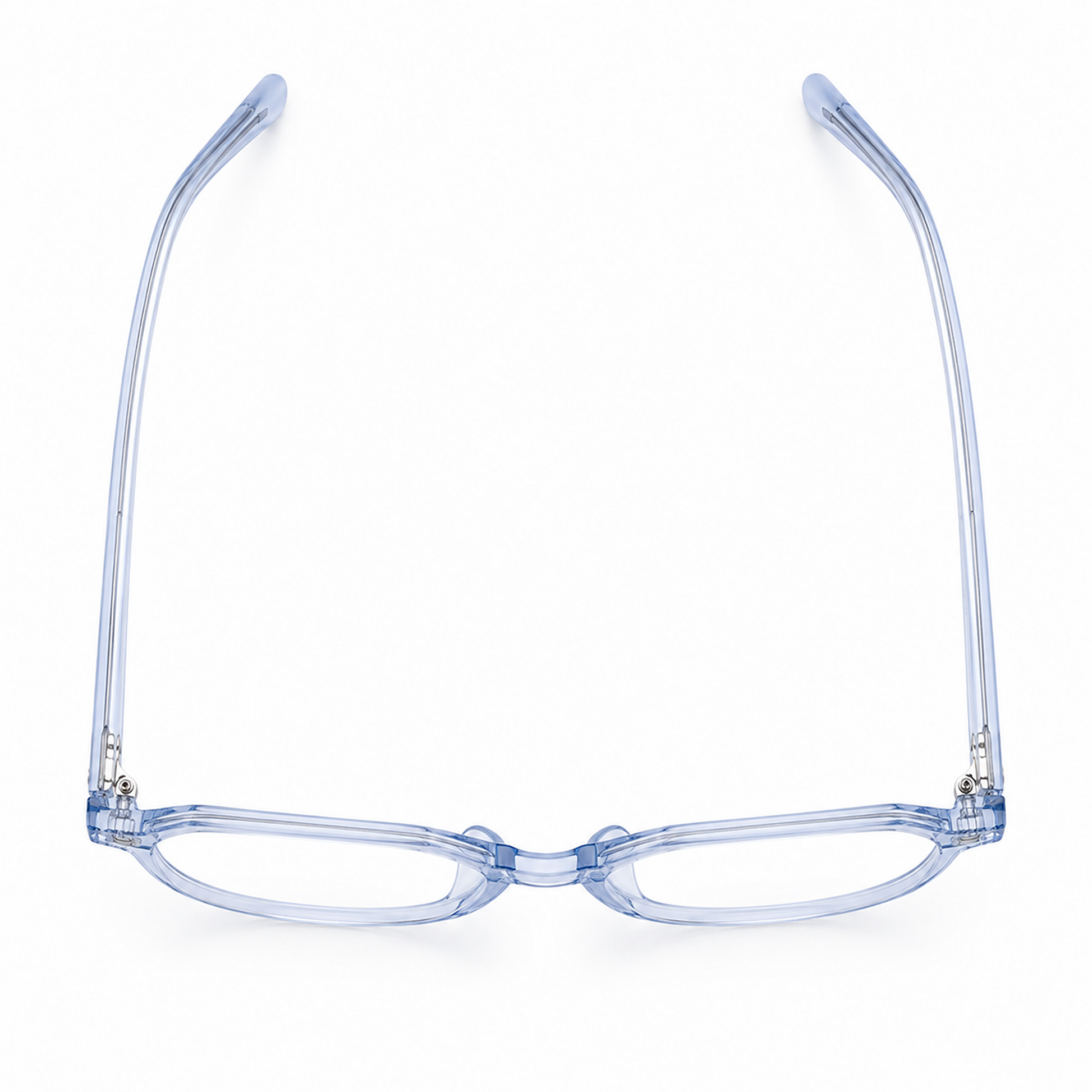 Top view of the Daira Ciro™ premium optical frame in Ice Blue Crystal.