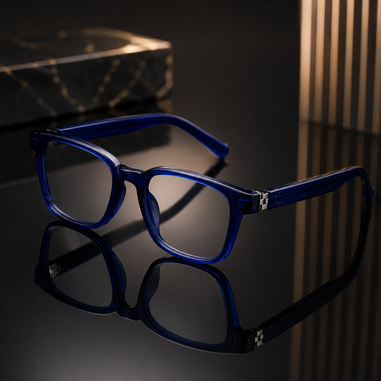 Siri Sael premium acetate frame with acrylic reflection photography.