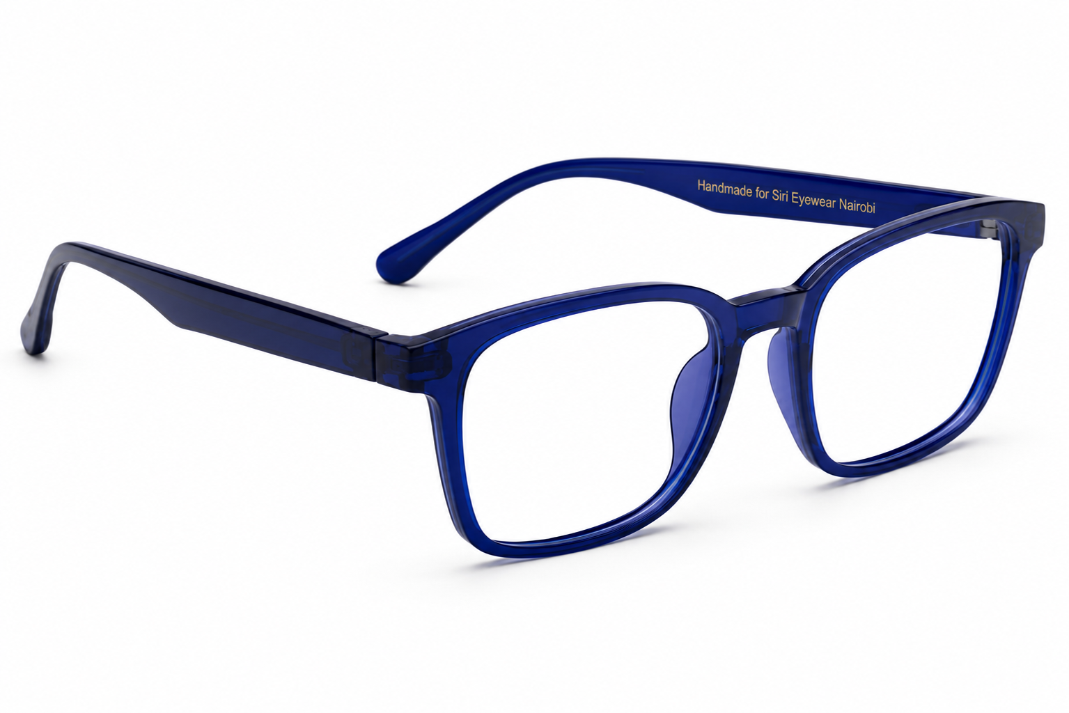 Siri Sael premium optical frame in Cobalt Blue viewed at 45 degrees right.