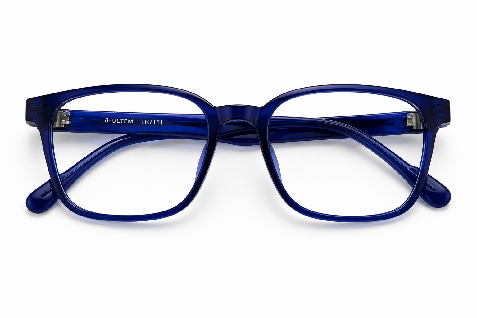 Siri Sael optical frame folded flat in Cobalt Blue premium acetate.