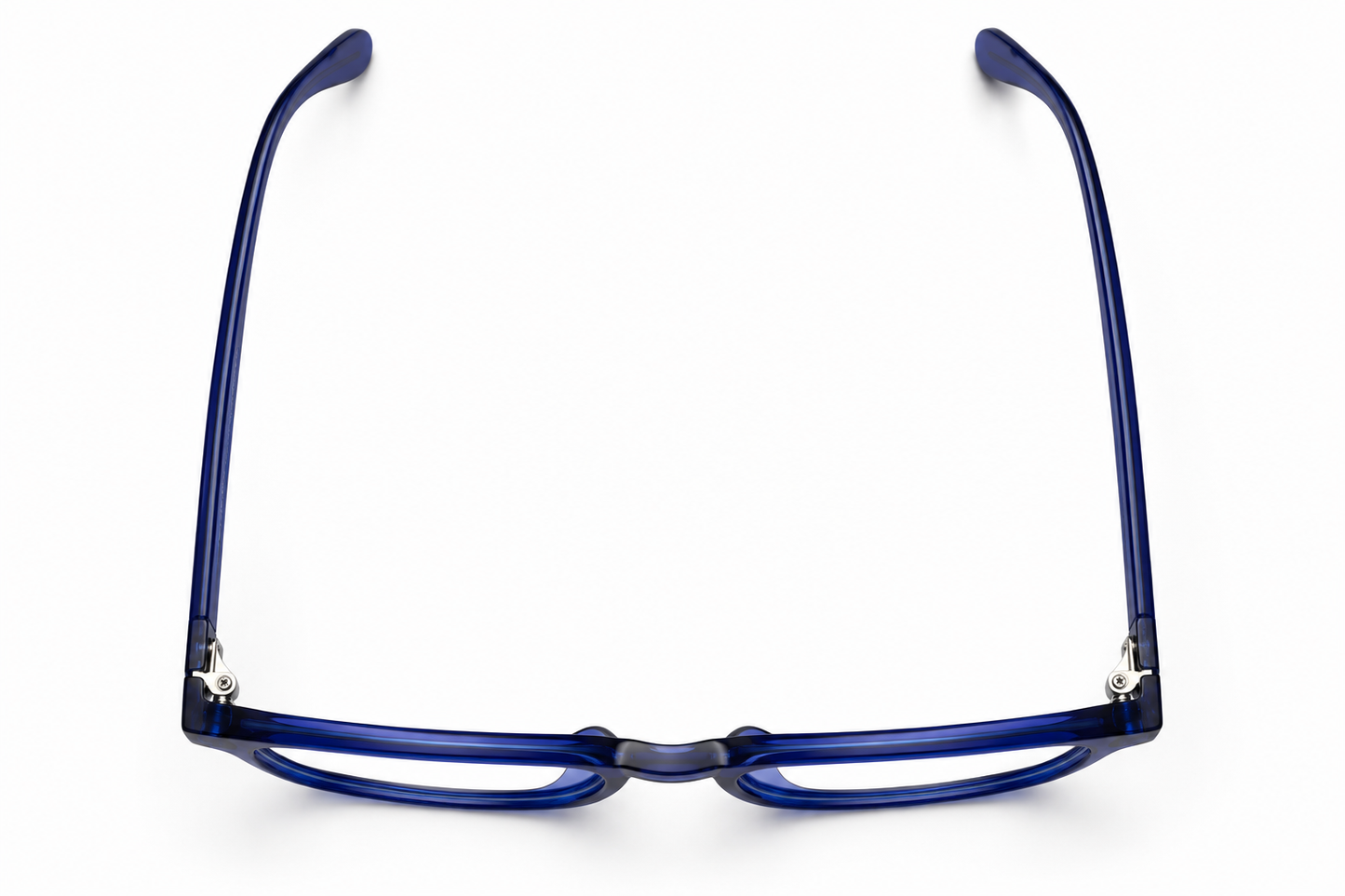Top view of the Siri Sael premium acetate optical frame in Cobalt Blue.