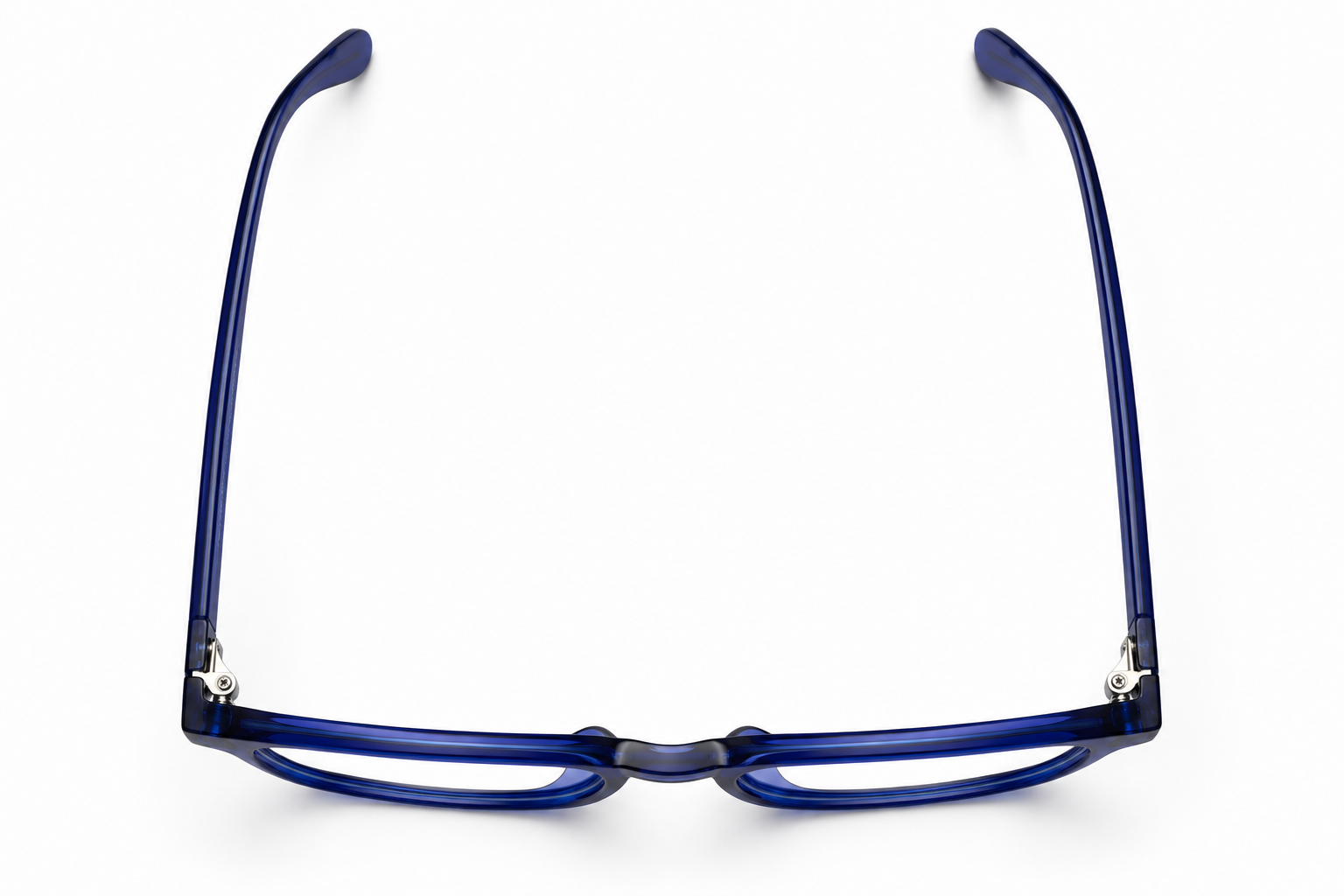 Top view of the Siri Sael premium acetate optical frame in Cobalt Blue.